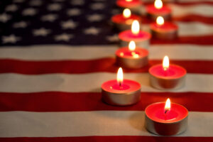 Flag and candles